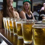 Charleston Breweries: A Fun Bachelorette Party Activity bachelorette party at a Charleston Bar waiting on a round of drinks.